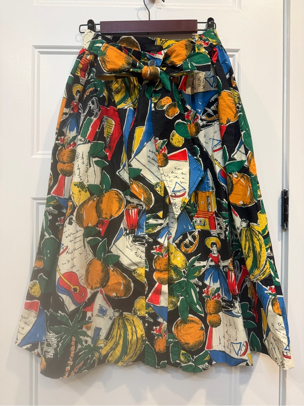 J. Crew 100% Cotton Multicolor Tropical A-Line Skirt - Picture 7 of 9